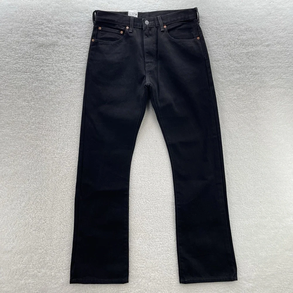 Levis 505 Jeans Mens 34x34 Black Regular Straight Dark Wash Denim Cowboy Grunge